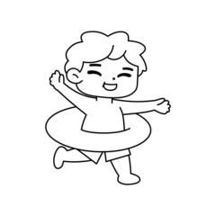 Isolated boy seal draw children beach vector illustration