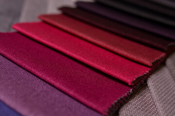 Samples of furniture fabrics.Multicolor fabric texture background.