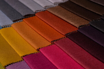 Samples of furniture fabrics.Multicolor fabric texture background.