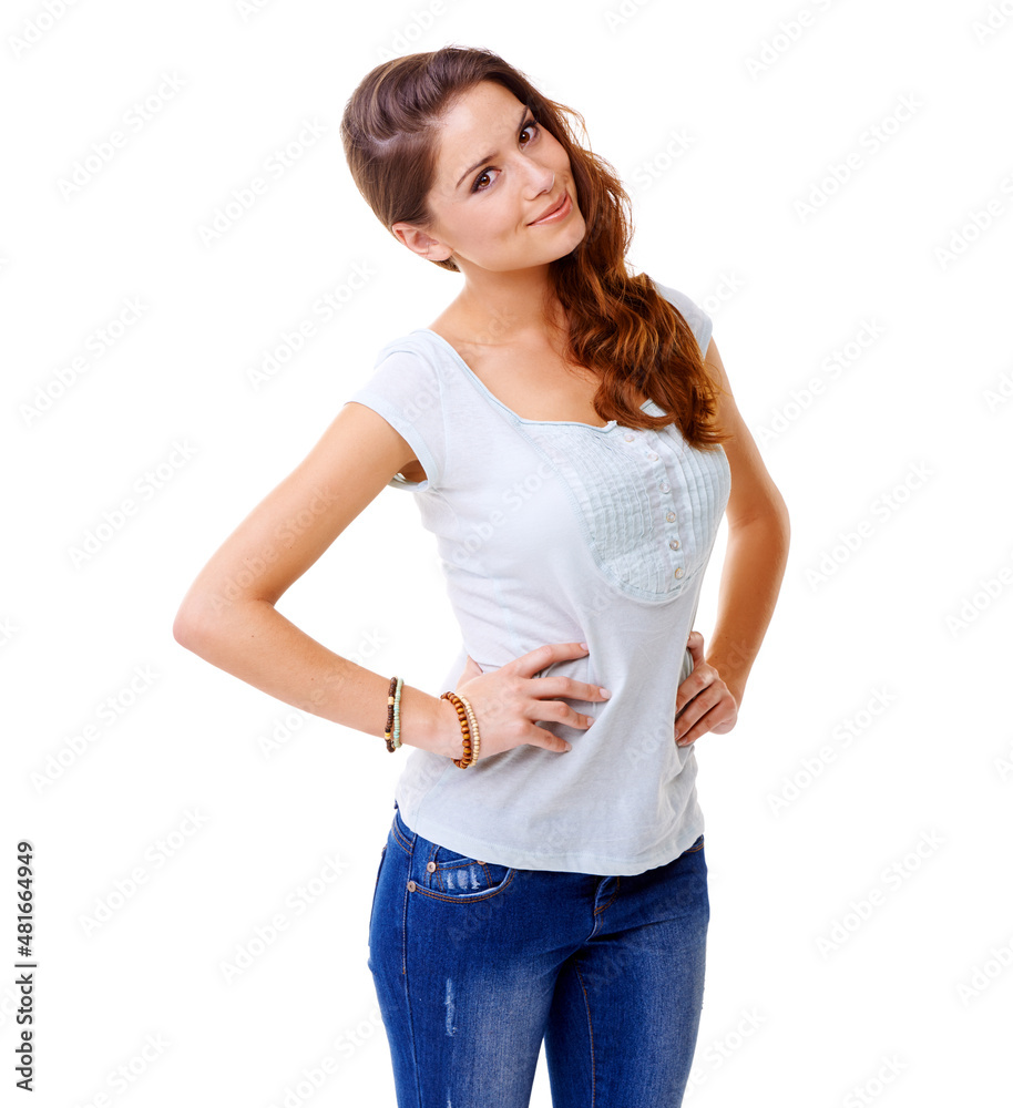 Canvas Prints what's on your mind. cropped shot of an attractive young woman isolated on white.