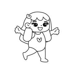 Isolated girl seal draw children beach vector illustration