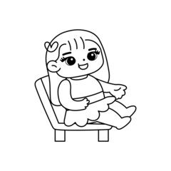 Isolated girl seat draw children beach vector illustration