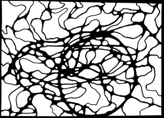 Obraz premium Abstract black and white background in the form of plexuses, grids, cells. Diagram of neural connections in the brain. neurographic lines. Vector.