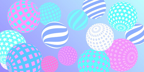 Retro 3d illustration abstract balls, great design for any purposes.  Modern poster for cover design.  Modern art isolated vector graphic. Abstract bright wallpaper. 3d geometric shape  illustration.