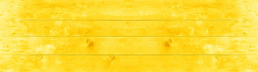 Abstract grunge old yellow painted wooden texture - wood board background panorama banner.