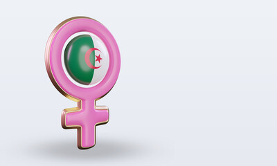 3d women day symbol Algeria flag rendering left view