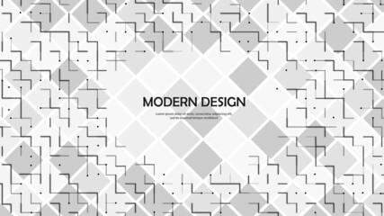 Halftone abstract background. Grid pattern, geometric shapes, rhombuses, circles, lines, dots, squares. Stars. Maze design. Banner for technology, medicine, social networks, business. Vector