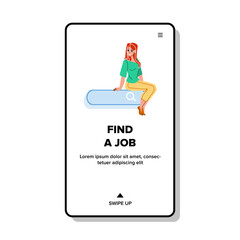 Find a job search career. hr business. interview employee vacancy. opportunity work character web flat cartoon illustration