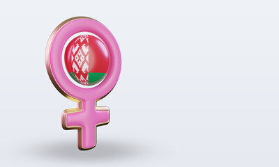 3d women day symbol Belarus flag rendering left view