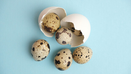 Fototapeta na wymiar Quail eggs in white eggshell.