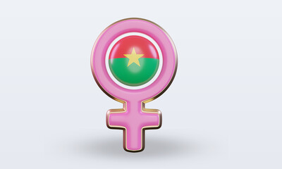 3d women day symbol Burkina Faso flag rendering front view