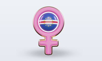 3d women day symbol Cape Verde flag rendering front view