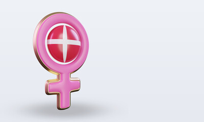 3d women day symbol Denmark flag rendering left view