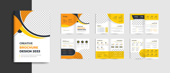 12 pages colorful modern business brochure company profile template layout design, creative and clean annul report business brochure design for multipurpose use and fully editable text
