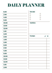 Weekly or daily planner on white background, note paper, to do list, templates retro  Trendy scheduler or organizer. Flat vector
