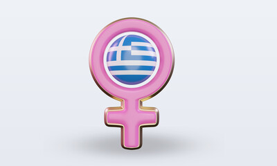 3d women day symbol Greece flag rendering front view