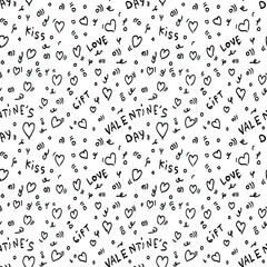Hearts pattern. Seamless vector pattern with hearts. Doodle vector with hearts icons on white background. Vintage hearts pattern, sweet elements background for your project
