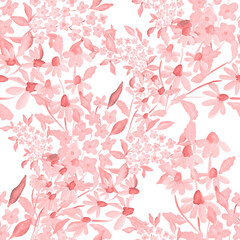 Watercolor seamless pattern with spring floral bouquets. Vintage botanical illustration. Elegant decoration for any kind of a design. Fashion print with colorful abstract flowers. Watercolor texture.	