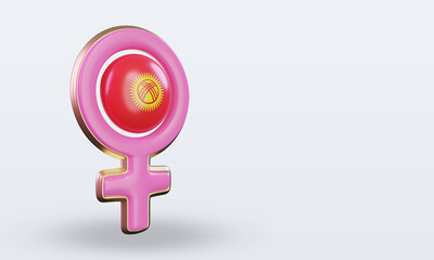 Obraz premium 3d women day symbol Kyrgyzstan flag rendering left view