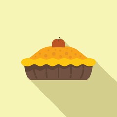 Cute apple pie icon flat vector. Cake dessert