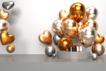birthday stage balloon decoration 3d luxury gold style