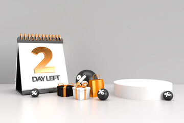 2 day left discount shop calendar 3d Render for shop