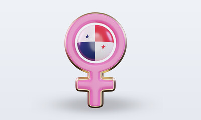 3d women day symbol Panama flag rendering front view