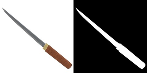 3D rendering illustration of a japanese tanto knife