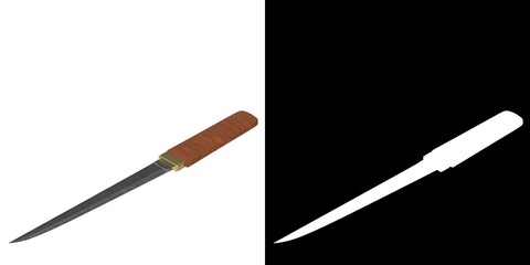 3D rendering illustration of a japanese tanto knife