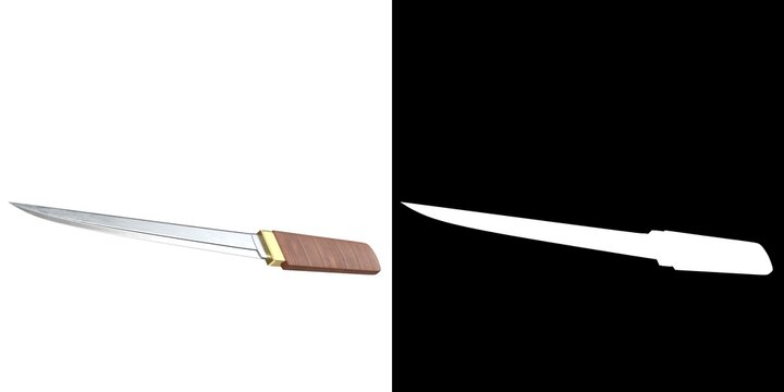 3D rendering illustration of a japanese tanto knife