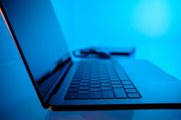 a beautiful minimalistic workplace with a laptop