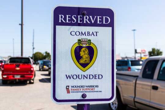 Reserved Combat Wounded Veteran/Purple Heart Parking At A Lowe's Home Improvement Warehouse.