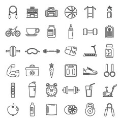 Healthy lifestyle icons set outline vector. Diet food