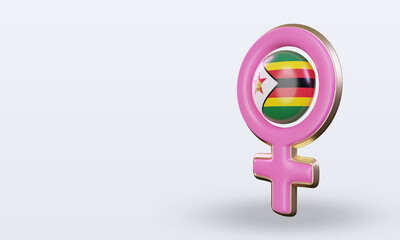 3d women day symbol Zimbabwe flag rendering right view