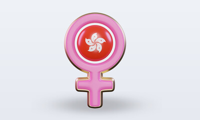 3d women day symbol Hongkong flag rendering front view