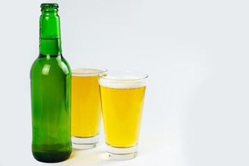 two glasses of fresh cold beer. st patrick's day concept