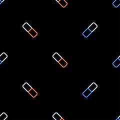 capsule seamless pattern, bright vector illustration on black background.