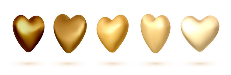 Fototapeta premium 3d realistic gradient golden balloons in heart shape.
