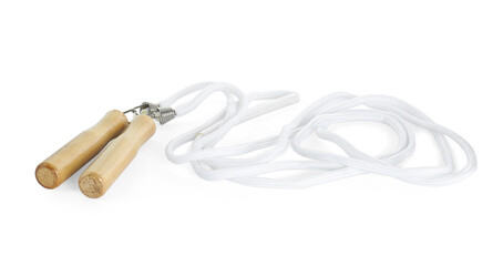 Skipping rope on white background. Sports equipment