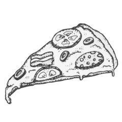 Pizza slice vector clipart. Restaurant and cafe menu design. Italian cuisine.
