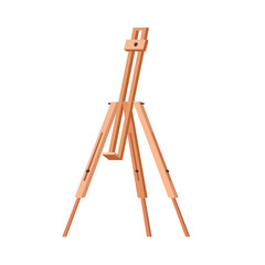 Wooden easel. Canvas stand for a painting. Iinventory is artistic. Vector illustration in a flat style.