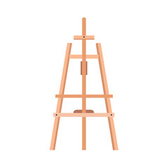 Wooden easel. Canvas stand for a painting. Iinventory is artistic. Vector illustration in a flat style.
