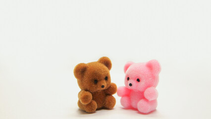Mini brown and pink bears together