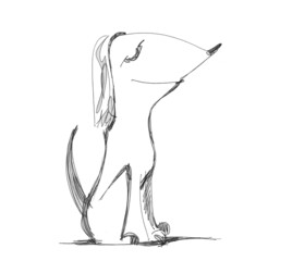 Cute dog. Shy pet. Cartoon style.Ink drawing.