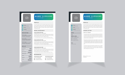 Clean and Professional Resume Layouts With Gradient color Elements