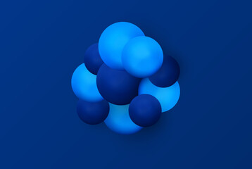 Abstract background with dynamic 3d spheres. Modern trendy banner or poster design