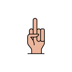 finger, hand, rude, middle finger line colored icon. Elements of protests illustration icons. Signs, symbols can be used for web, logo, mobile app, UI, UX