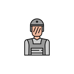 soldier, protection mask, riot police, protection line colored icon. Elements of protests illustration icons. Signs, symbols can be used for web, logo, mobile app, UI, UX