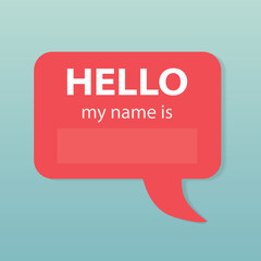speech bubble with hello my name is text - vector illustration © chrupka