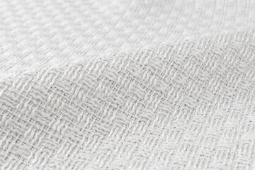 Closeup fabric texture in white color. Strip white fabric design or upholstery abstract background. High resolution image.